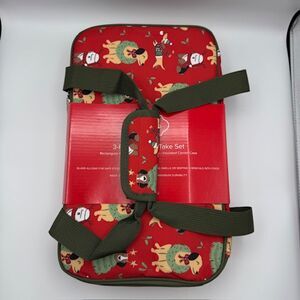 Joyland Bake & Take 3-PC Casserole Dish Holiday Insulated Dogs Bag 2.3QT READ